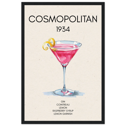 Cosmopolitan Cocktail Bar Art Print Black Wood Frame 30x45 cm 12x18″ Museum-Quality Matte Paper Wooden Framed Poster