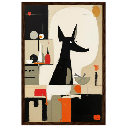 Modern Quirky Dog Lover Art Print Dark Brown Wood Frame 30x45 cm 12x18″ Museum-Quality Matte Paper Wooden Framed Poster