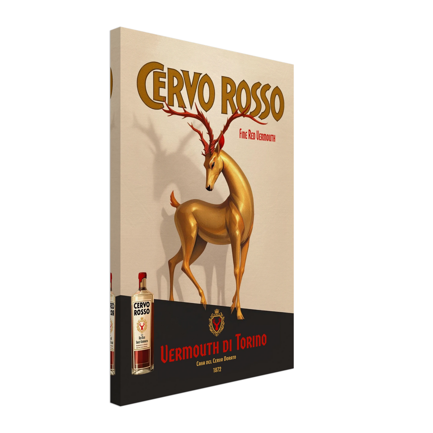 Art Deco Golden Deer Cocktail Bar Poster Print 40x60 cm 16x24″ Gallery Wrapped Canvas No Frame