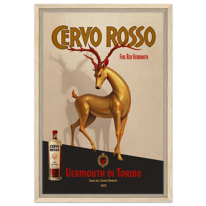 Art Deco Golden Deer Cocktail Bar Poster Print 40x60 cm 16x24″ Framed Canvas Light Wood Frame