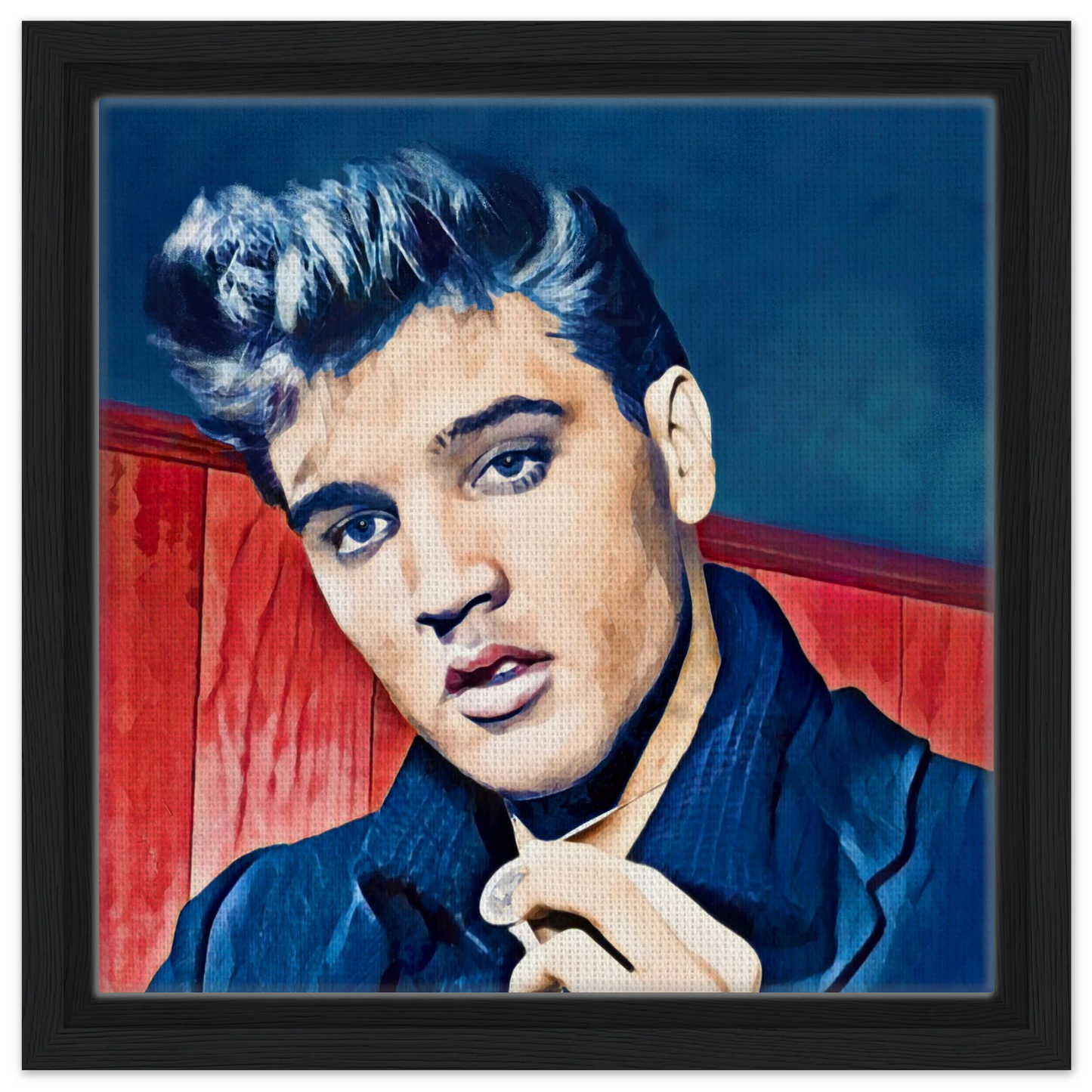 Young Elvis Presley Art Print Black Wood Frame 30x30 cm 12x12″ Framed Canvas