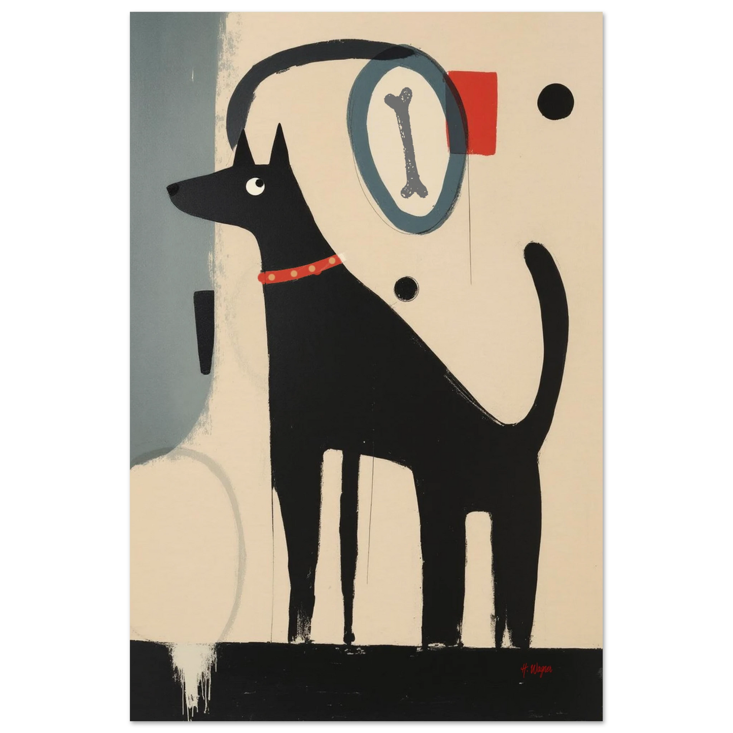 Quirky Modern Dog Art Print 60x90 cm 24x36″ Museum-Quality Matte Paper Poster No Frame