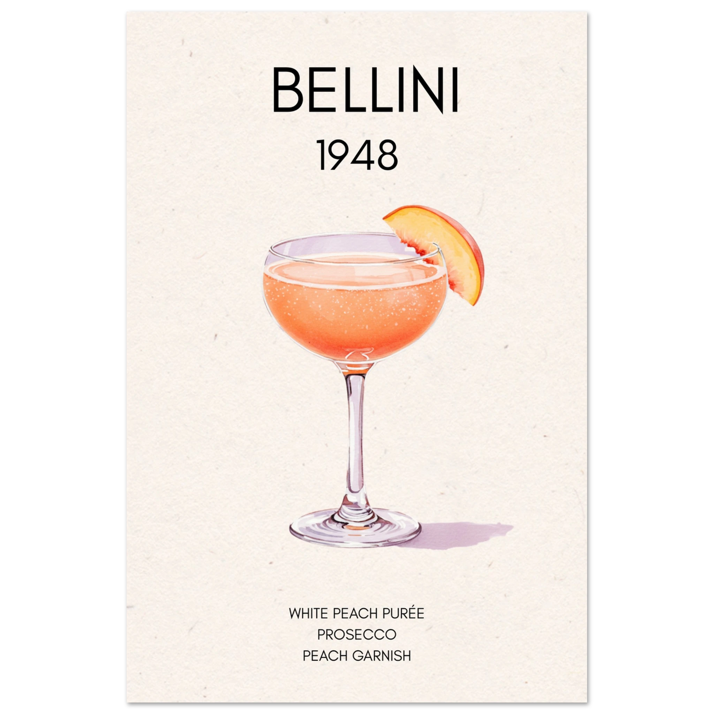 Italian Bellini Cocktail Bar Poster Print 30x45 cm 12x18″ Premium Matte Paper Poster No Frame