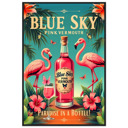 Vintage Pink Flamingo Tiki Bar Art Print 40x60 cm 16x24″ Gallery Wrapped Canvas No Frame