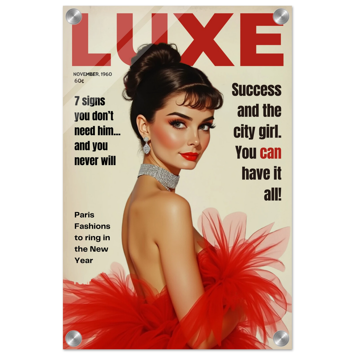 Audrey Hepburn Vintage Fashion Art Print No Frame 30x45 cm 12x18″ Sleek Acrylic Print