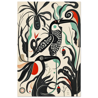 Mid-Century Modern Tropical Bird Art Print No Frame 30x45 cm 12x18″ Museum-Quality Matte Paper Poster