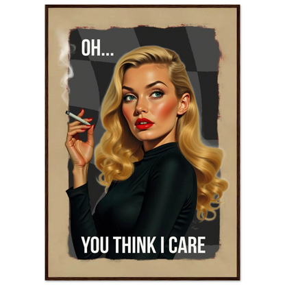Retro Blonde Bombshell 1960s Funny Quote Art Print Dark Brown Wood Frame 70x100 cm 28x40″ Museum-Quality Matte Paper Wooden Framed Poster