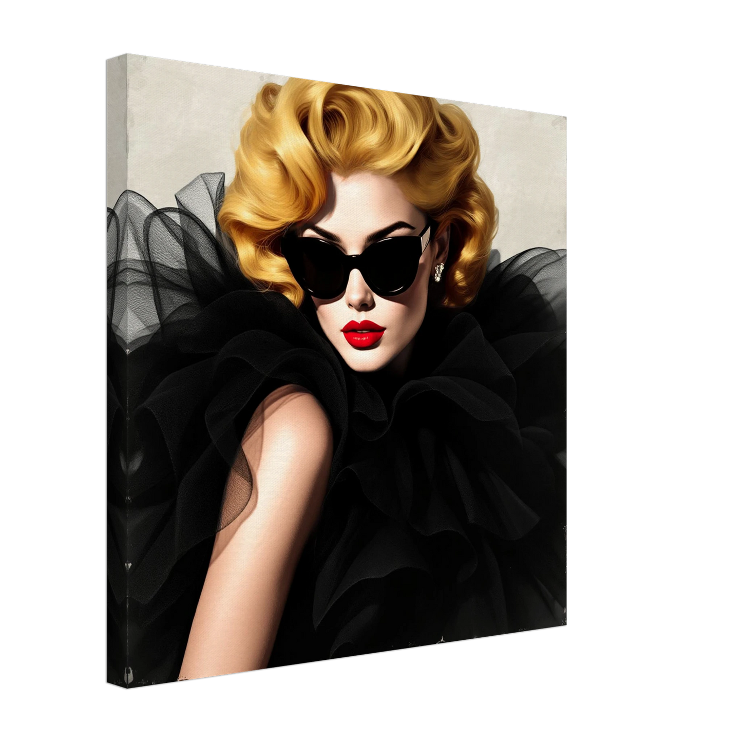 Paris Avant-Garde Retro Fashion Model Art Print 50x50 cm 20x20″ Gallery Wrapped Canvas