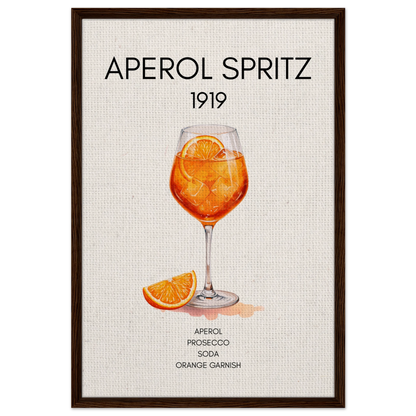 Aperol Spritz Cocktail Bar Poster Print Dark Brown Wood Frame 60x90 cm 24x36″ Framed Canvas