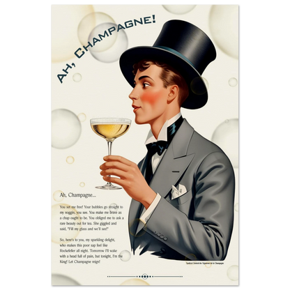 Art Deco Champagne Funny Poem Art Print 40x60 cm 16x24″ Museum-Quality Matte Paper Poster -
