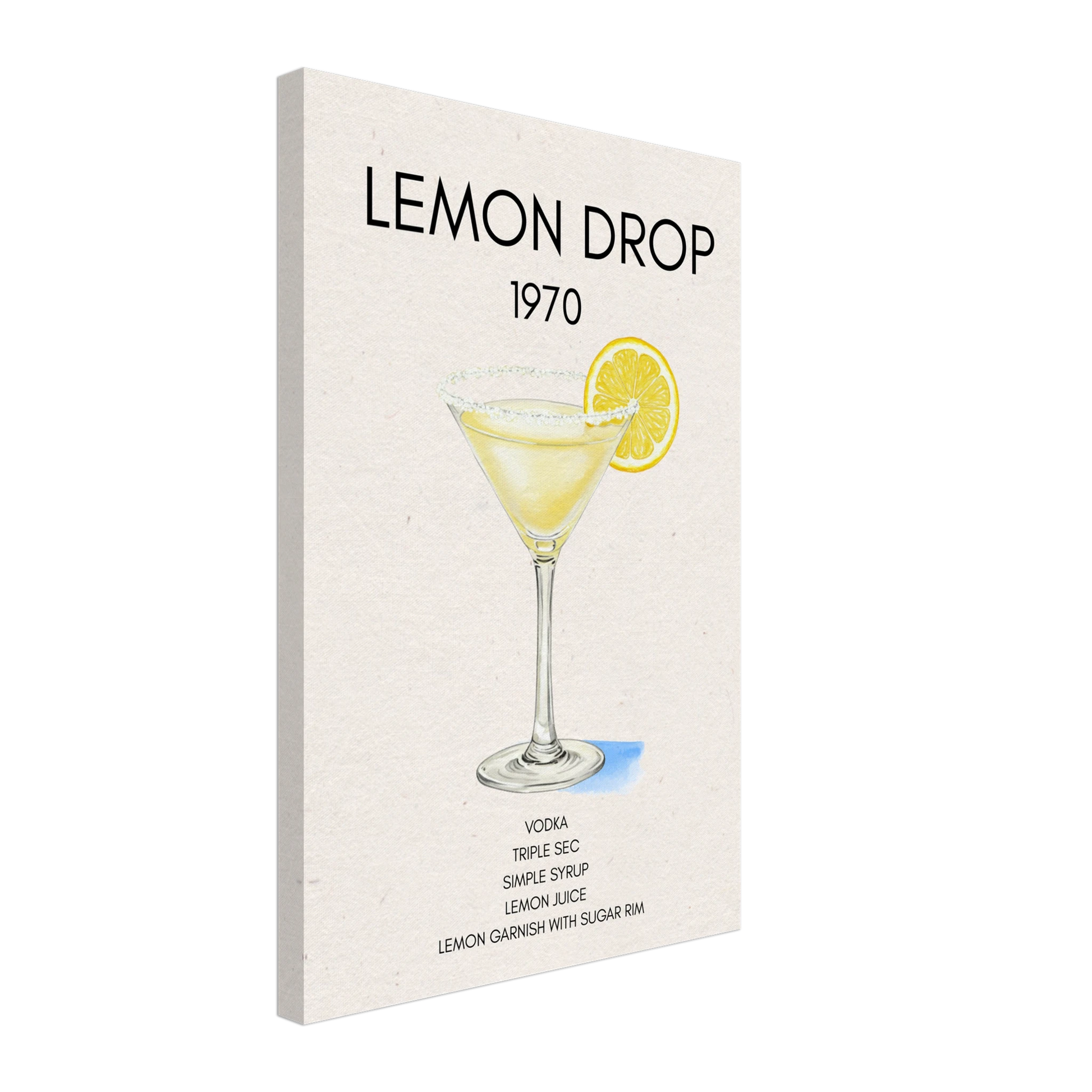 Lemon Drop Martini Cocktail Bar Art Print No Frame 40x60 cm 16x24″ Gallery Wrapped Canvas