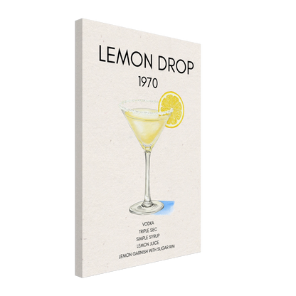 Lemon Drop Martini Cocktail Bar Art Print No Frame 40x60 cm 16x24″ Gallery Wrapped Canvas