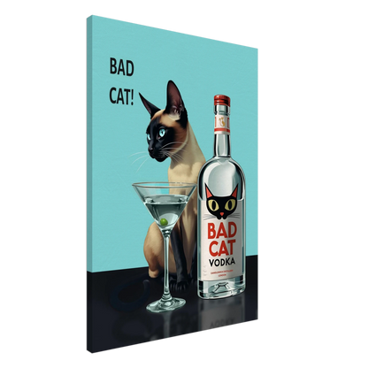 Siamese Cat Retro Martini Cocktail Bar Art Print No Frame 70x100 cm 28x40″ Gallery Wrapped Canvas