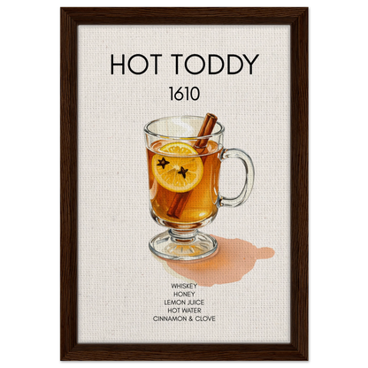 Hot Toddy Cocktail Bar Art Print Dark Brown Wood Frame 30x45 cm 12x18″ Framed Canvas