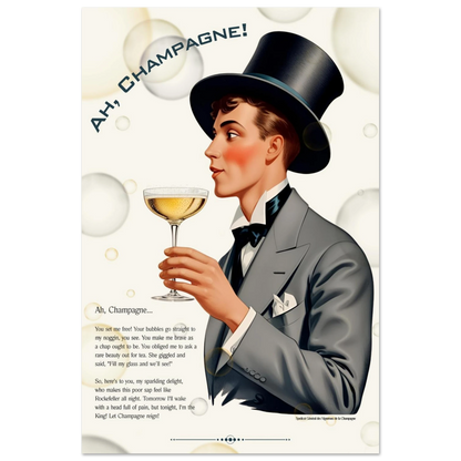 Art Deco Champagne Funny Poem Art Print 60x90 cm 24x36″ Canvas -