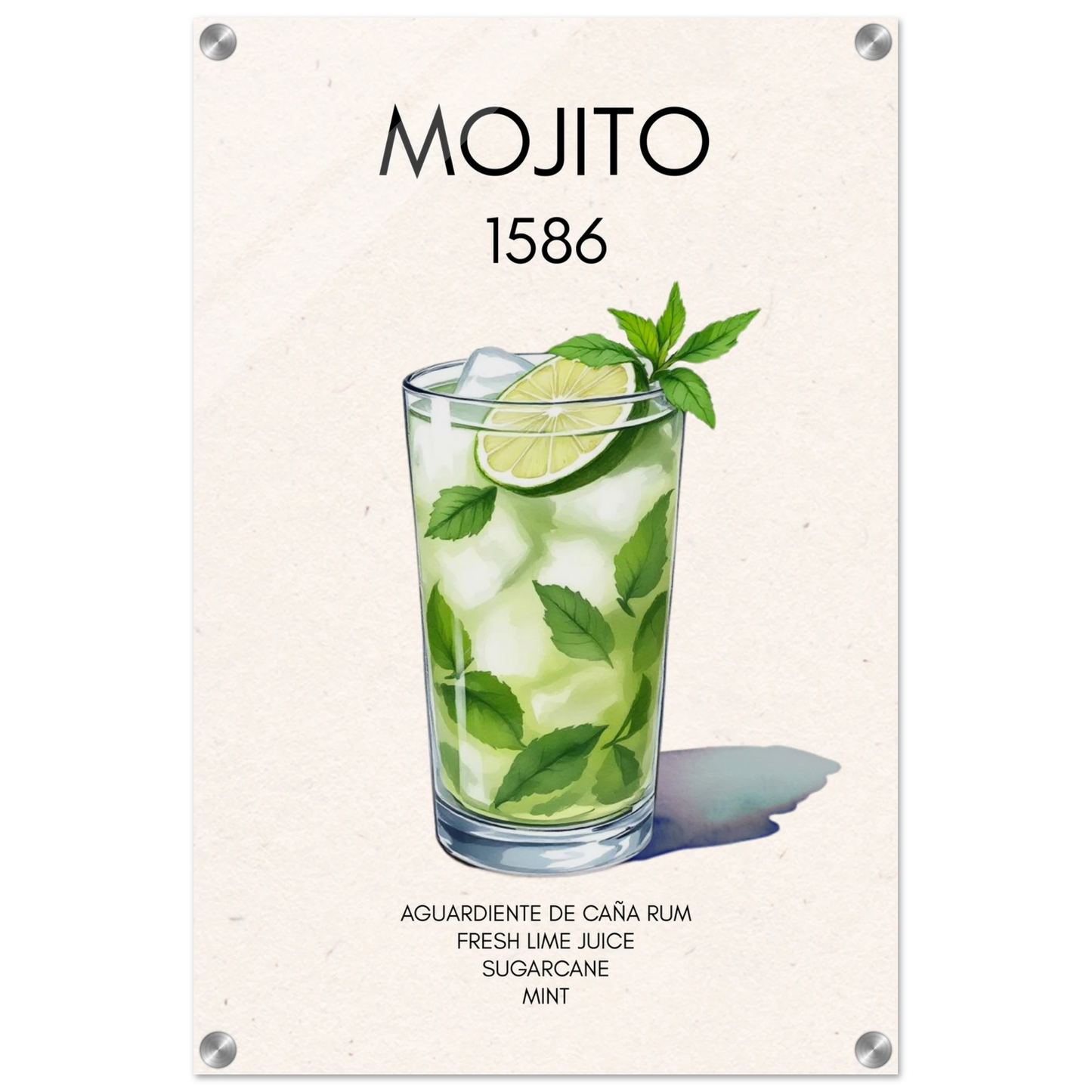 Mojito Cocktail Bar Poster Print No Frame 40x60 cm 16x24″ Sleek Acrylic Print