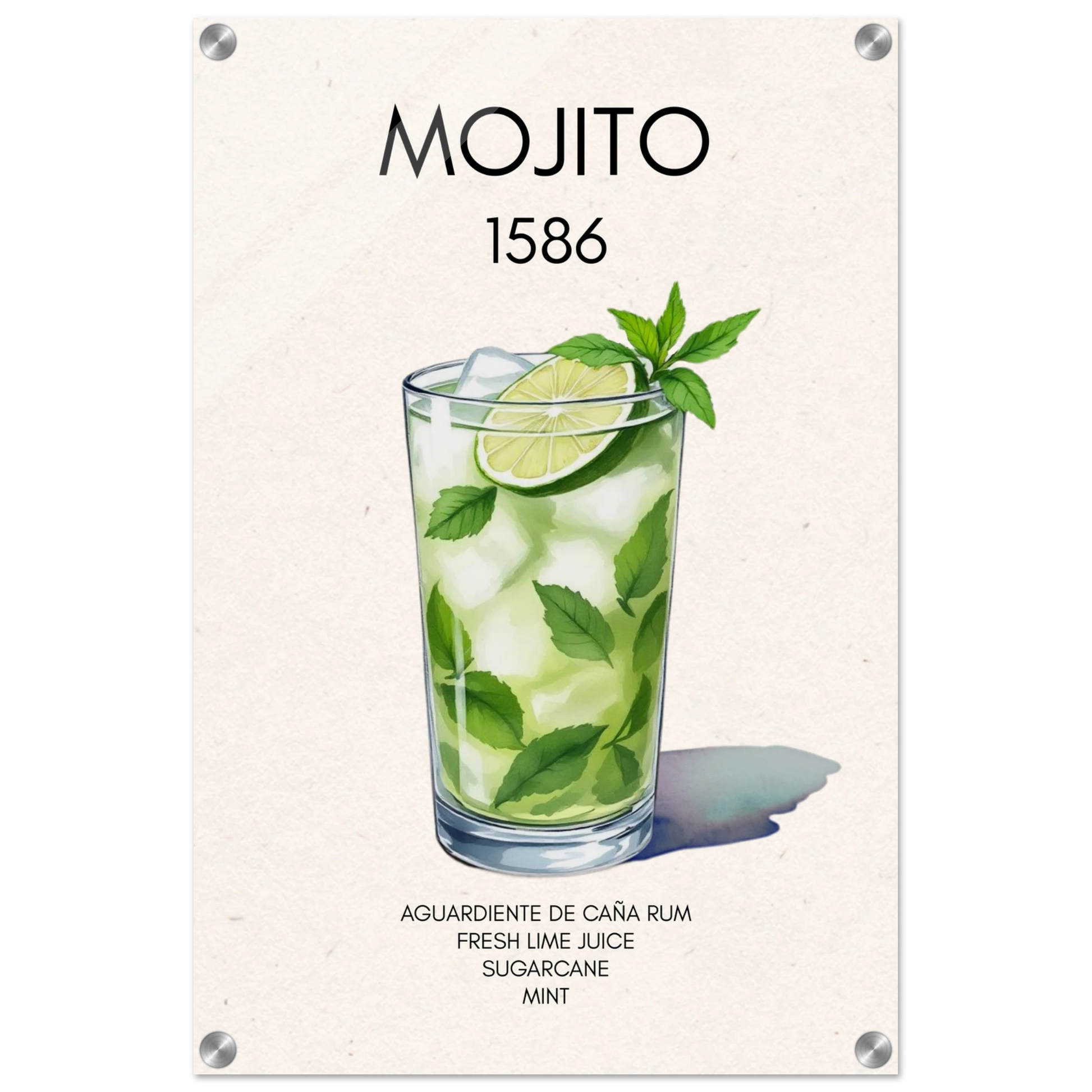 Mojito Cocktail Bar Art Print No Frame 40x60 cm 16x24″ Sleek Acrylic Print