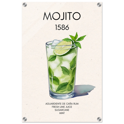 Mojito Cocktail Bar Art Print No Frame 40x60 cm 16x24″ Sleek Acrylic Print