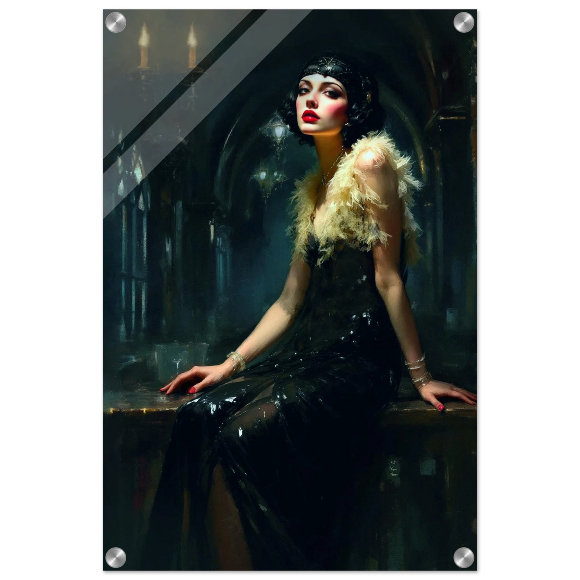 Speakeasy 1920s Elegant Flapper Art Print 40x60 cm 16x24″ Sleek Acrylic Print No Frame