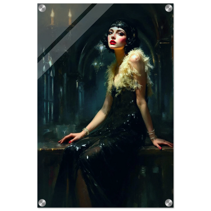 Speakeasy 1920s Elegant Flapper Art Print 40x60 cm 16x24″ Sleek Acrylic Print No Frame