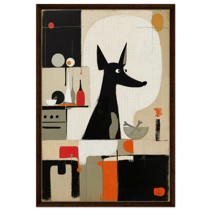 Modern Quirky Dog Lover Art Print Dark Brown Wood Frame 60x90 cm 24x36″ Framed Canvas