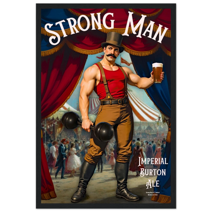 Vintage Victorian Circus Strongman Ale Art Print Black Wood Frame 30x45 cm 12x18″ Premium Matte Wooden Framed Poster