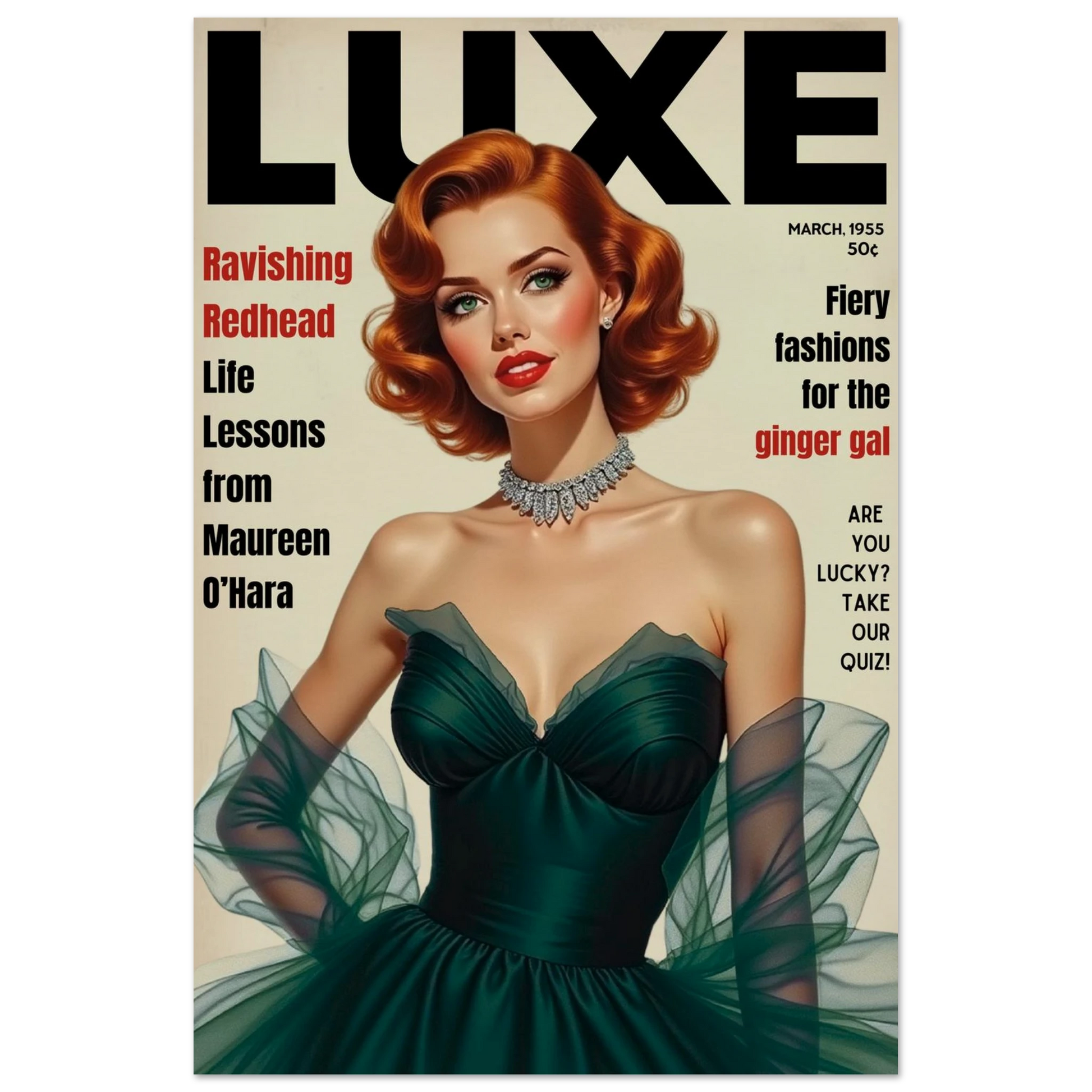 Maureen O'Hara Vintage Fashion Art Poster Print No Frame 30x45 cm 12x18″ Museum-Quality Matte Paper Poster