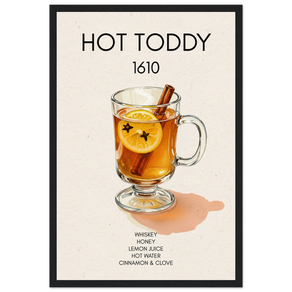 Hot Toddy Cocktail Bar Art Print Black Wood Frame 30x45 cm 12x18″ Museum-Quality Matte Paper Wooden Framed Poster
