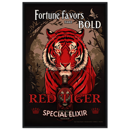 Tiger Cocktail Bar Art Poster Print 30x45 cm 12x18″ Museum-Quality Matte Framed Poster Dark Brown Wood Frame