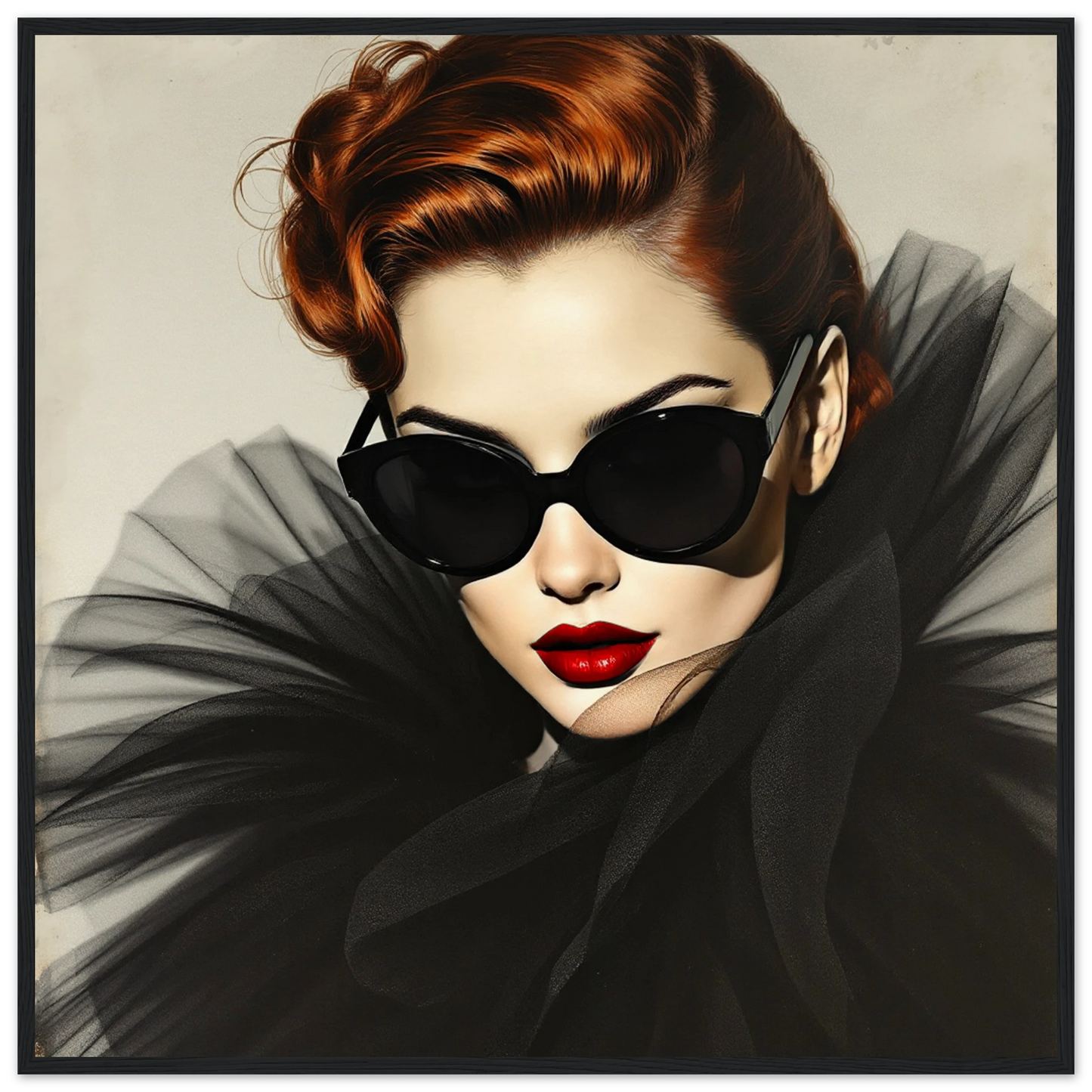 Femme Fatale Paris Runway Fashion Art Print 70x70 cm 28x28″ Museum-Quality Matte Paper Wooden Framed Poster
