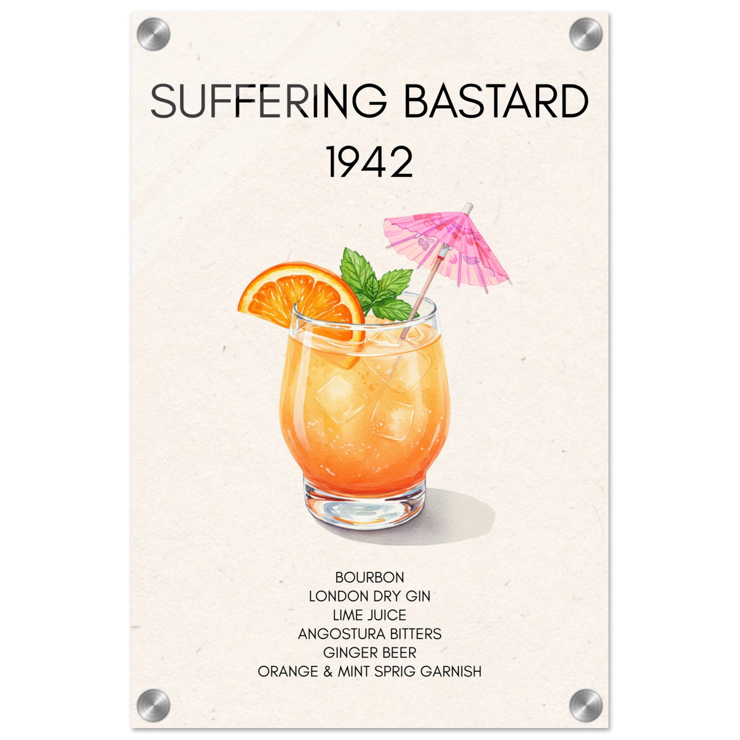 Suffering Bastard Tiki Cocktail Bar Poster Print No Frame 30x45 cm 12x18″ Sleek Acrylic Print