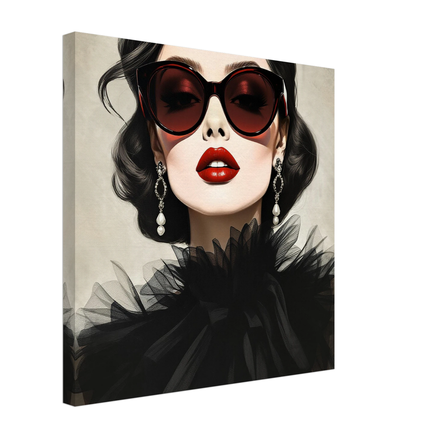 Paris Glam Fashion Model Art Print 50x50 cm 20x20″ Gallery Wrapped Canvas