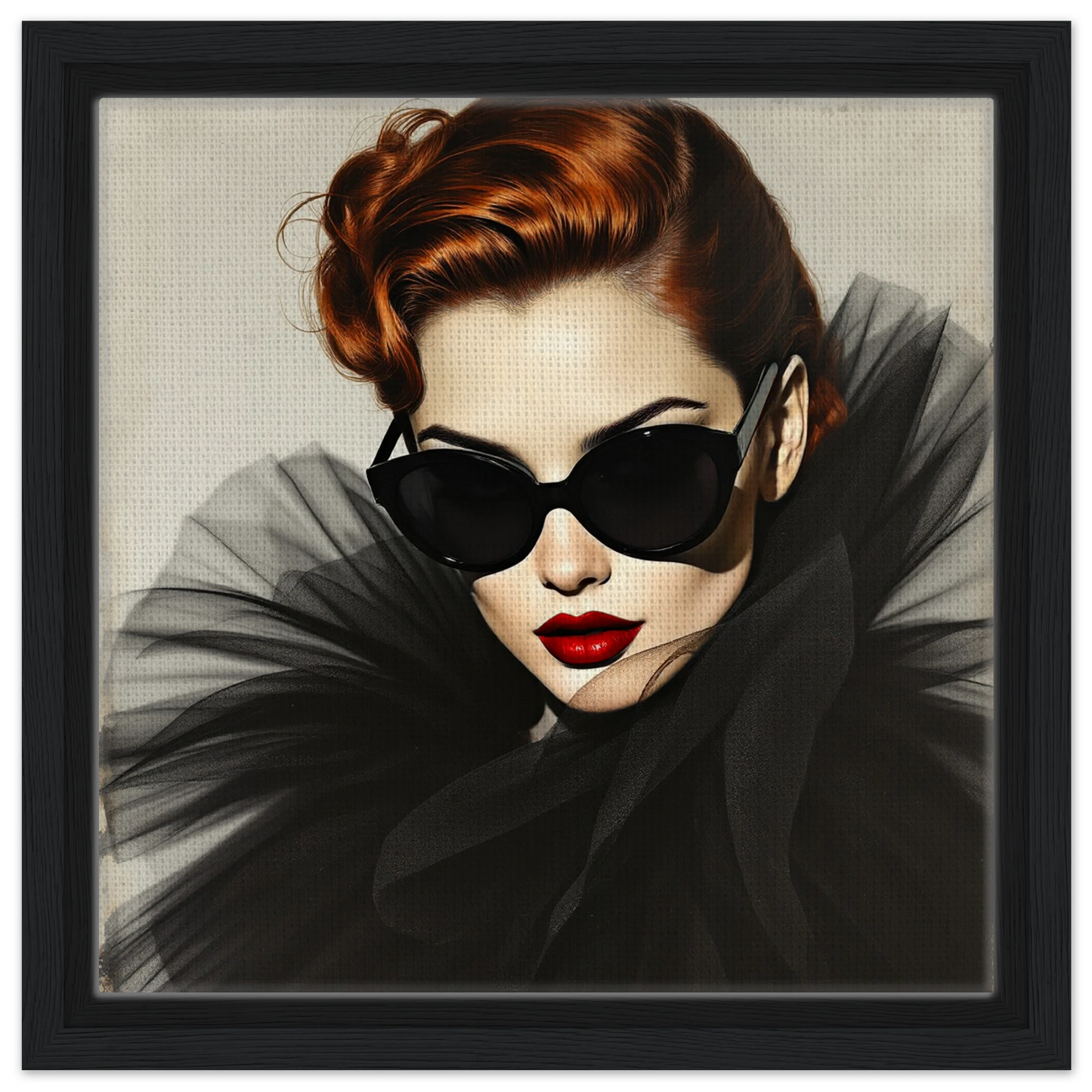 Femme Fatale Paris Runway Fashion Art Print 30x30 cm 12x12″ Framed Canvas