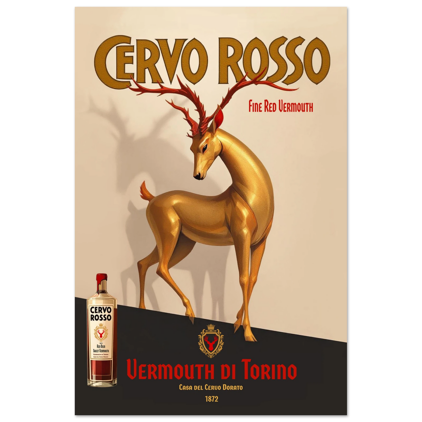 Art Deco Golden Deer Cocktail Bar Poster Print 60x90 cm 24x36″ Gallery Wrapped Canvas No Frame