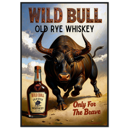 Wild Bull Old West Rye Whiskey Poster Print 70x100 cm 28x40″ Classic Matte Framed Poster Black Wood Frame