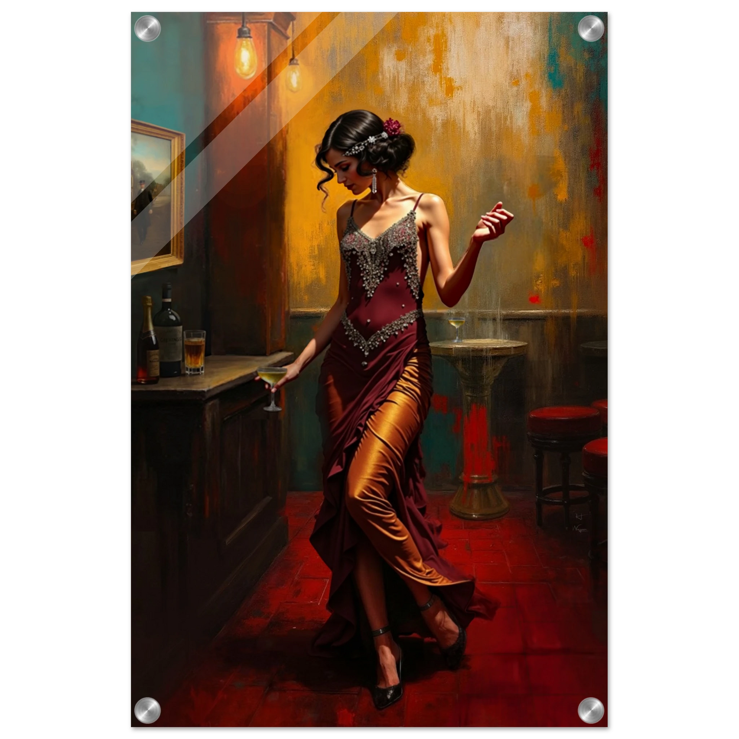 Speakeasy Flapper Art Prohibition Poster Print No Frame 40x60 cm 16x24″ Sleek Acrylic Print