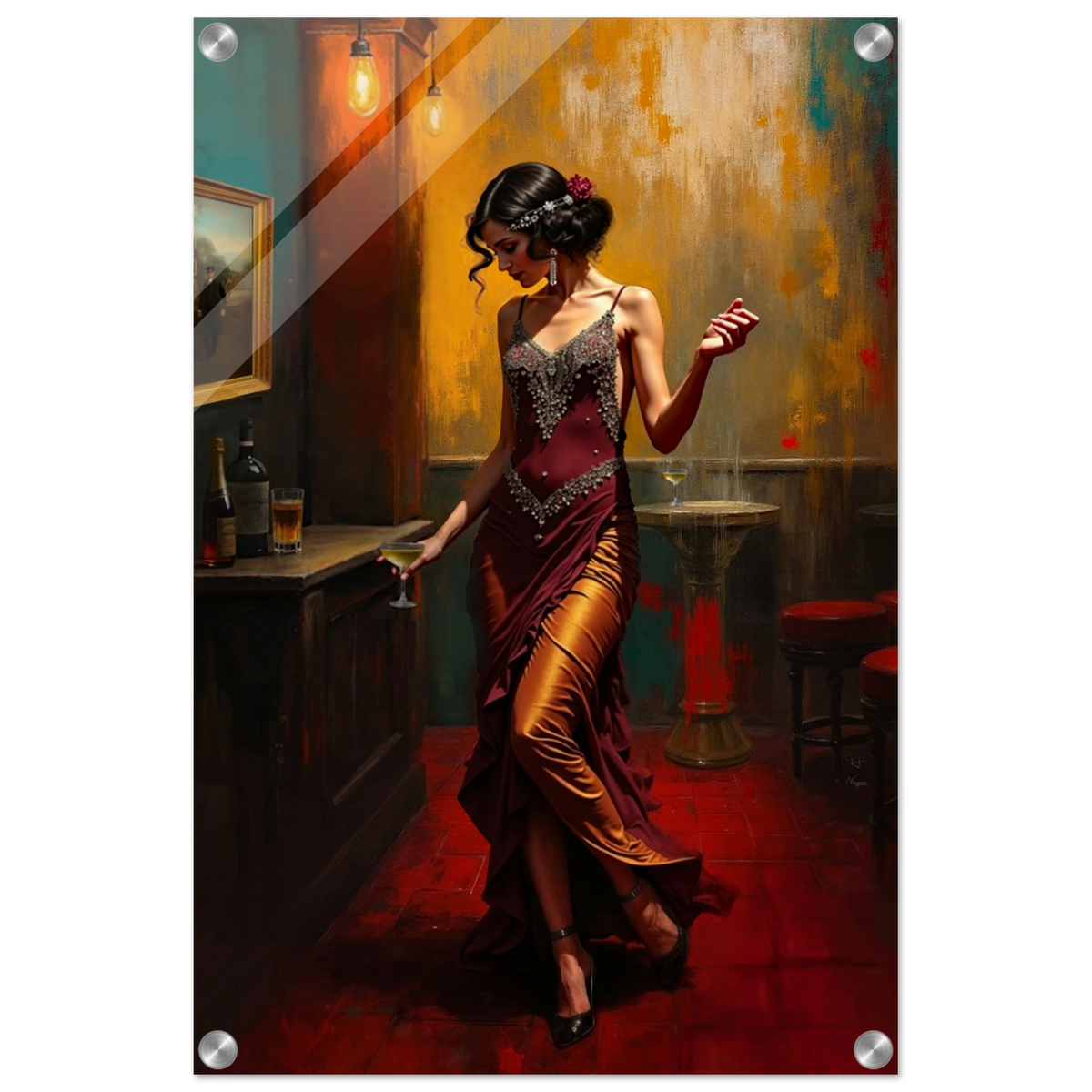 Speakeasy Flapper Art Prohibition Print 40x60 cm 16x24″ Sleek Acrylic Print No Frame