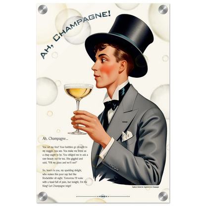 Art Deco Champagne Funny Poem Art Print 30x45 cm 12x18″ Acrylic Print -