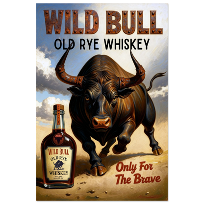 Wild Bull Old West Rye Whiskey Poster Print 60x90 cm 24x36″ Premium Matte Poster No Frame