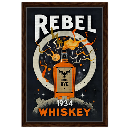 Rebel Whiskey Cocktail Bar Poster Print No Frame 60x90 cm 24x36″ Canvas