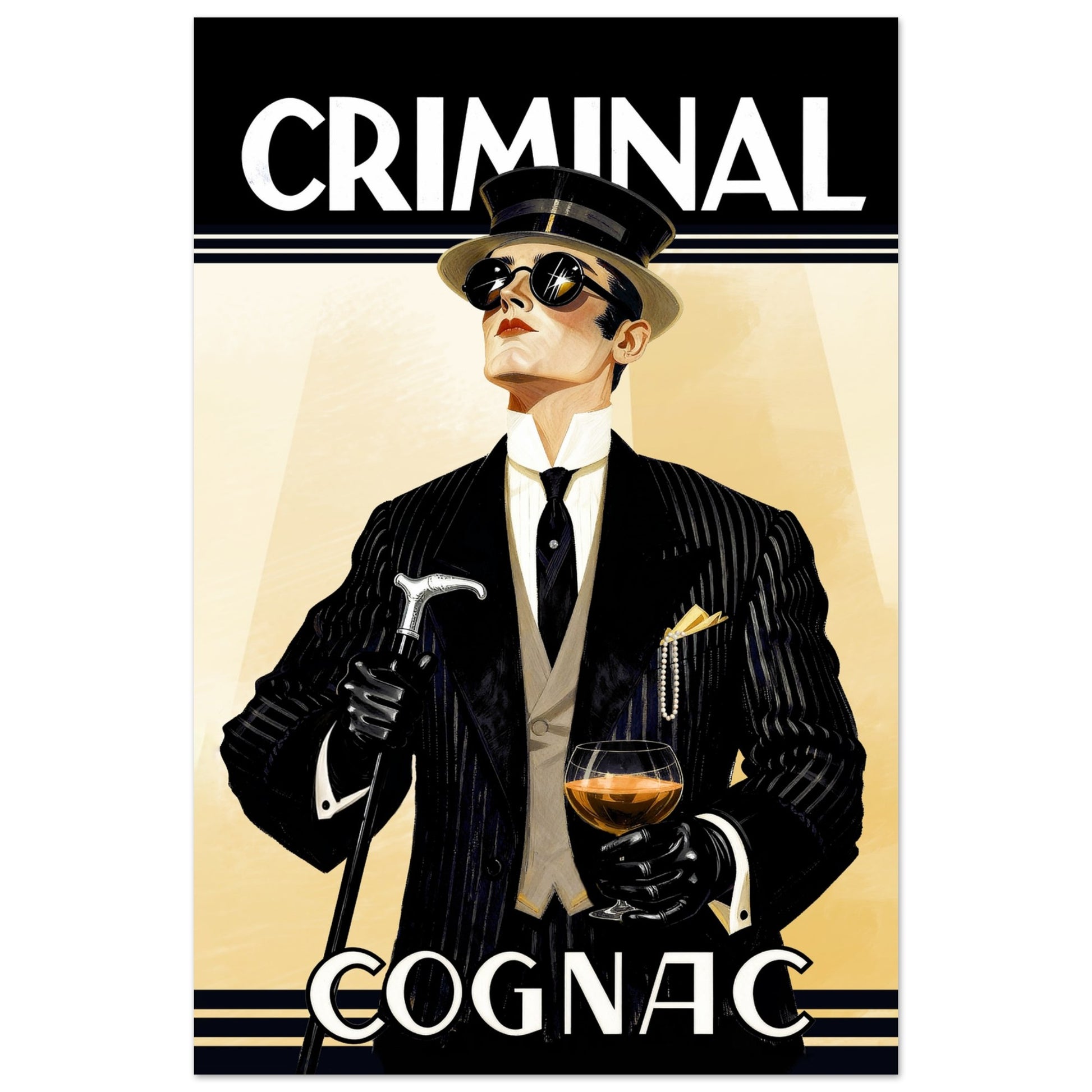 Criminal Cognac 1920s Art Deco Print 30x45 cm 12x18″ Gallery Wrapped Canvas