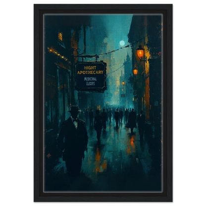 Prohibition Speakeasy Moody Nightlife Art Print 30x45 cm 12x18″ Framed Canvas Black Wood Frame