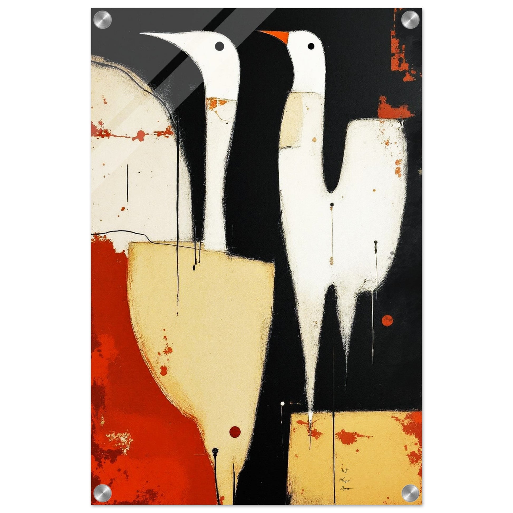 Abstract Neutral Goose Bird Art Print 30x45 cm 12x18″ Premium Matte Paper Poster -
