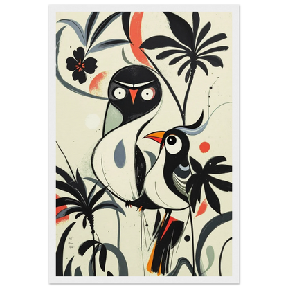 Abstract Bird Modern Tropical Art Print White Wood Frame 30x45 cm 12x18″ Museum-Quality Matte Wooden Framed Poster