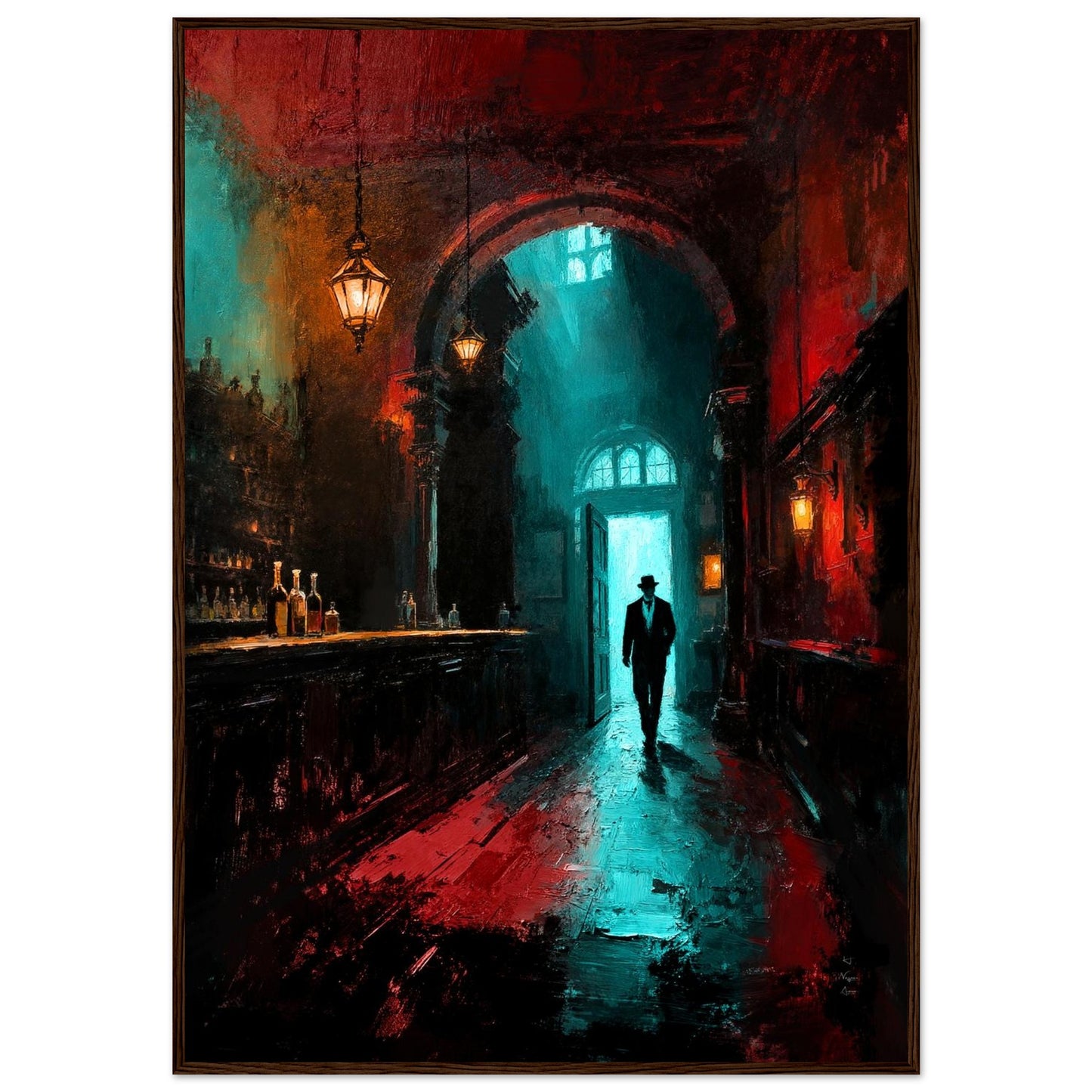 Speakeasy 1920s Bar Art Poster Print 70x100 cm 28x40″ Premium Matte Framed Poster Dark Brown Wood Frame