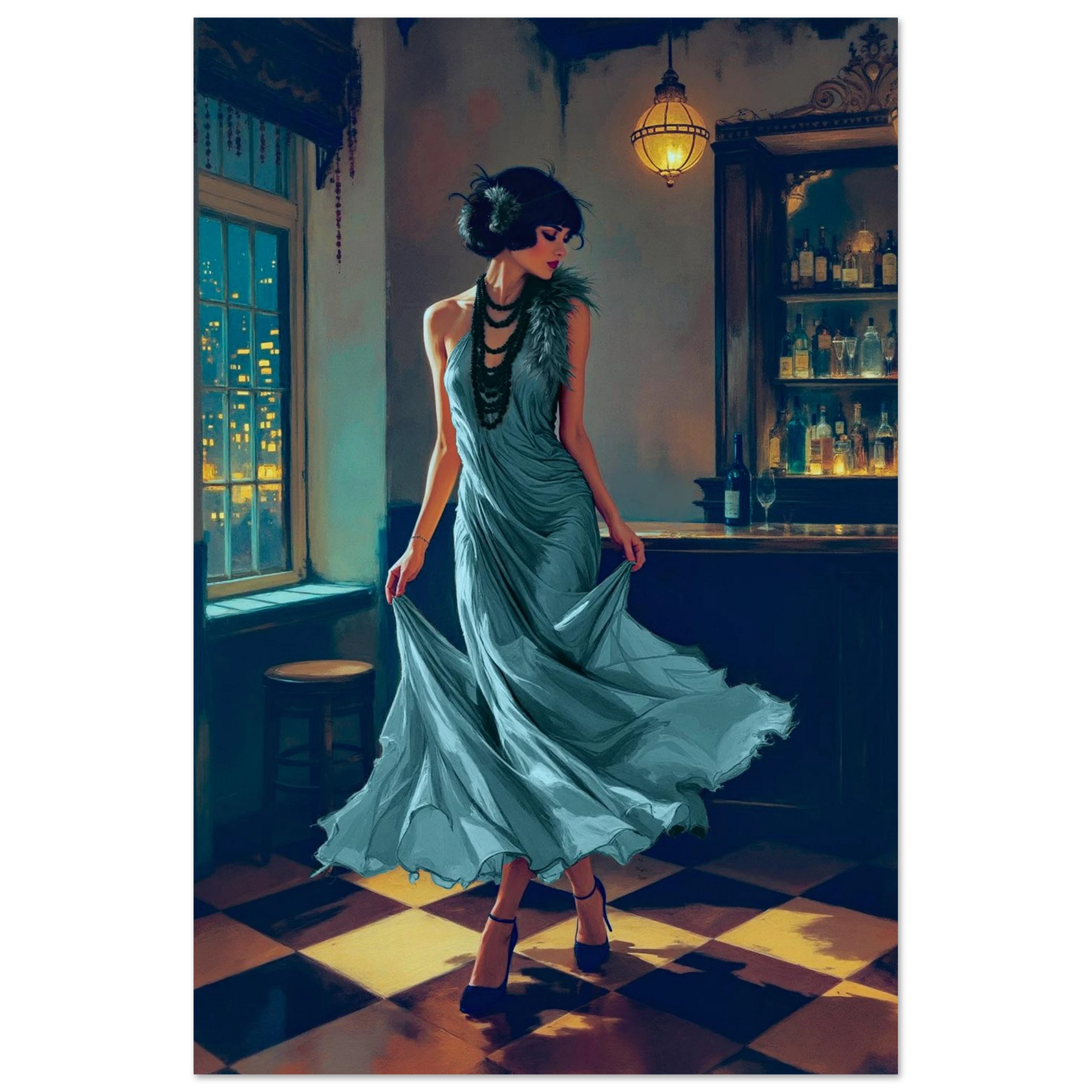 1920s Flapper Speakeasy Art Print 60x90 cm 24x36″ Gallery Wrapped Canvas No Frame