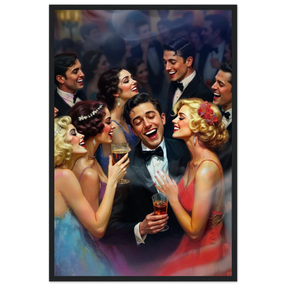 1920s Great Gatsby Speakeasy Party Art Print Black Wood Frame 40x60 cm 16x24″ Premium Matte Framed Poster