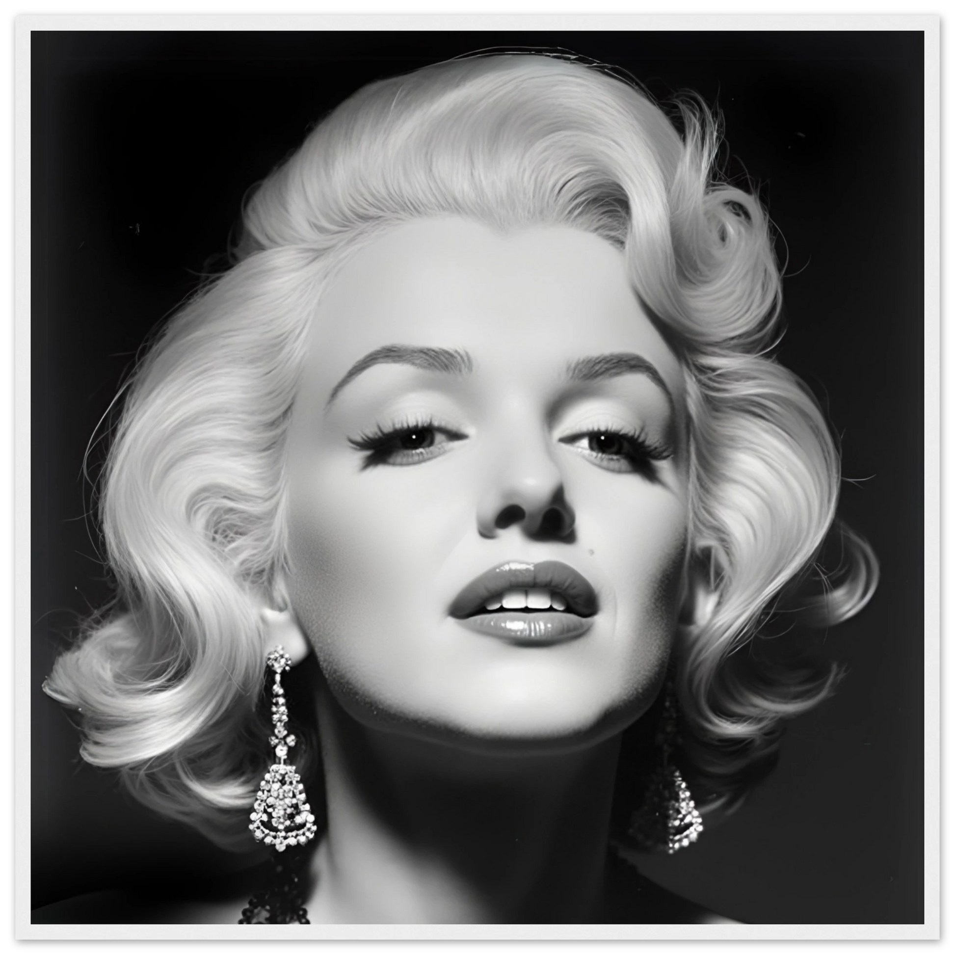 Marilynn Monroe Art Print White Wood Frame 70x70 cm 28x28″ Premium Matte Paper Wooden Framed Poster