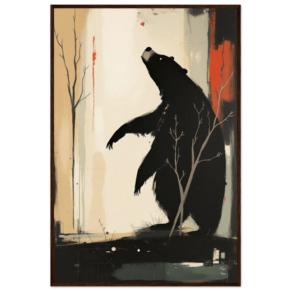 Abstract Bear Wildlife Art Print 60x90 cm 24x36″ Classic Matte Paper Wooden Framed Poster Dark Brown Wood Frame