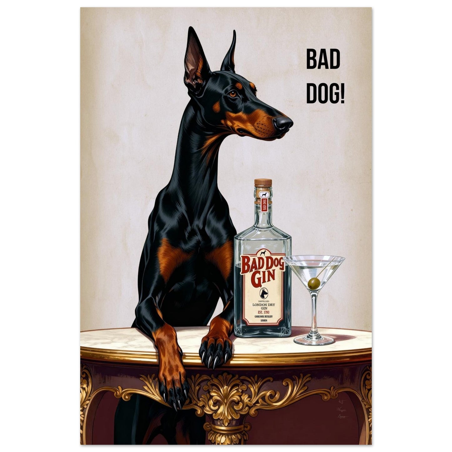 Bad Dog Gin Cocktail Bar Art Print